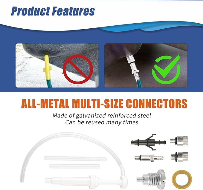 Upgrade Lower Unit Gear Oil Pump with 1x Magnetic Drain Screw for Standard Quart Bottles compatible with 3/8in 8mm 10mm Metal Adapter, Widely Fit for Marine Outboards Units (10cc)