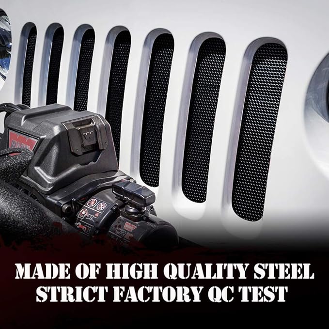 Xprite Black Aluminum Alloy Mesh Insert Compatible with Jeep Wrangler JK JKU 2007-2018 Original Front Hood Matte Grill Grille Grid