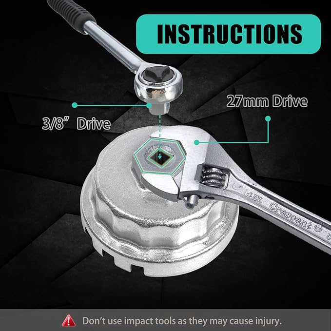 64.5mm Oil Filter Wrench: Oil Filter Removal Tool Compatible with Toyota Camry RAV4 4Runner Tacoma Lexus 2005-2021, 14 Flutes 4 Slots for 2.0L-5.7L Engine