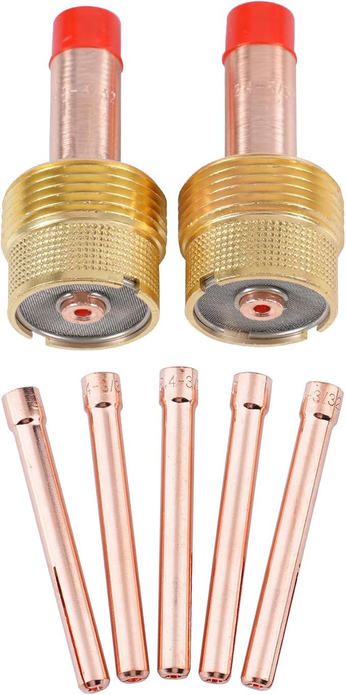 Large TIG Gas Lens Collet Body 45V64 3/32"&2.4mm TIG Collet 10N24 for TIG Welding Torch WP-17, 18 & 26 Series Consumables 7-pk
