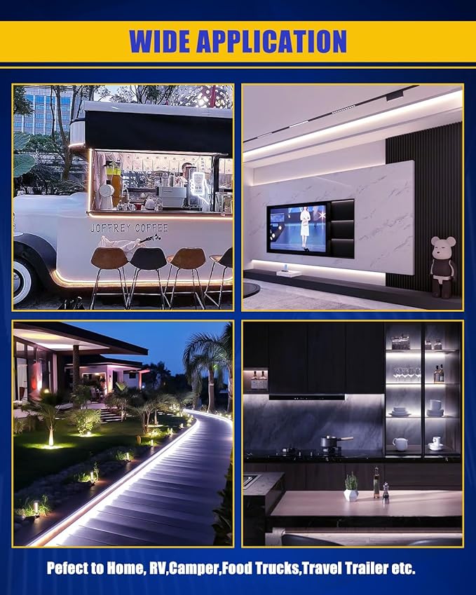 RV Awning Led Lights, 12V 16.4FT RV Outside Light, Waterproof Underglow Led Light Kit for Home Camper Motorhome Travel Trailer Concession Stands Food Trucks Strip Light, White