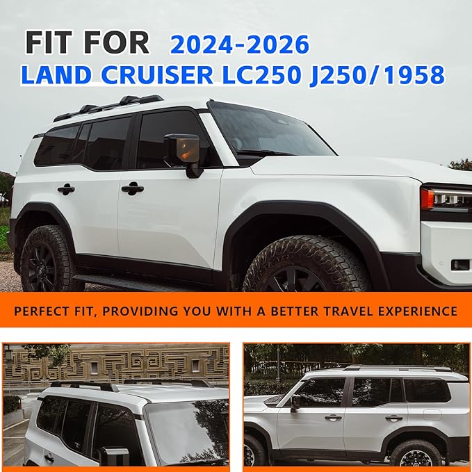 OEM Style Roof Rack Cross Bars for 2024-2026 Toyota Land Cruiser Prado LC250 J250/1958-200LBS Aluminum Alloy Lockable Cargo Carrier Rails (No Drilling Required)