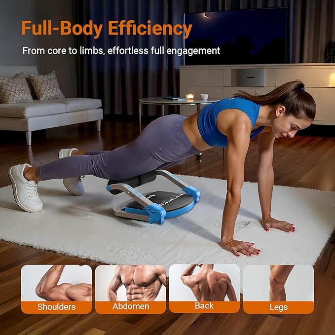 MERACH Ab Machine for Home Gym, Adjustable Ab Trainer with 3 Resistance Levels, Sit Up Exercise Equipment for Core Workout, Automatic Rebound Ab Crunch Machine, Ab Workout Equipment for Stomach