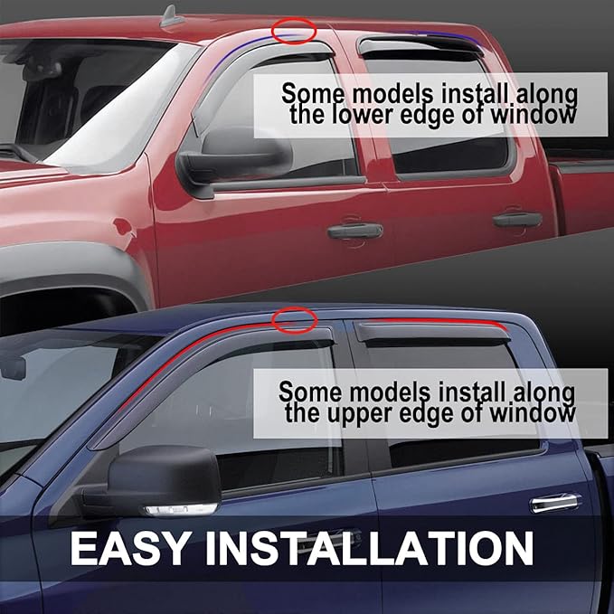 Sun Rain Guards Window Visors Wind Vent Deflector,4pcs Out-Channel Tape On Dark Smoke Sun rain Guards fit for 1993-1997 Toyota Corolla Sedan 94022