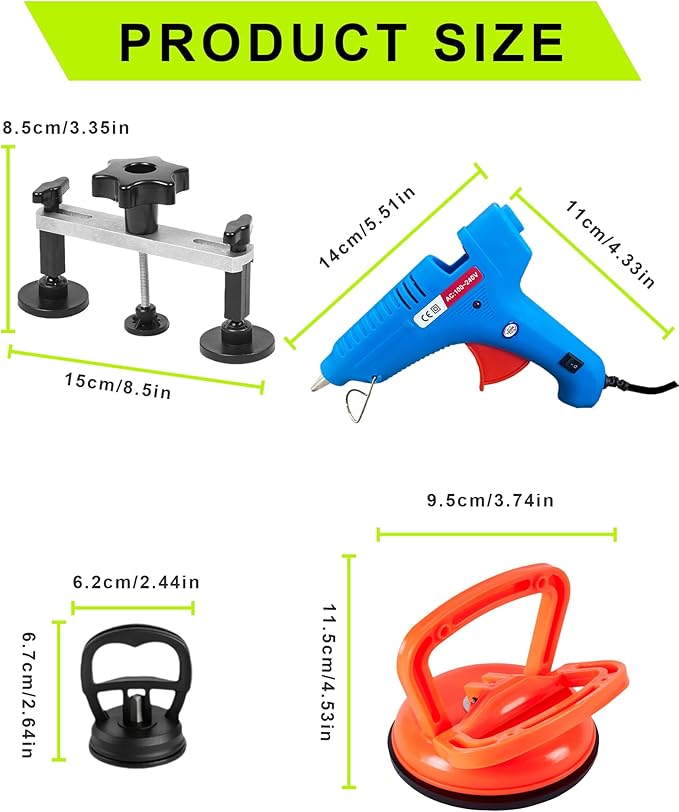 25pcs Dent Puller Kit,Paintless Dent Repair Kit for Dent Removal with Bridge Puller, Car Dent Repair Kit,Small Dent Puller Kit for Car Refrigerator Hail Damage Door DIY Repair