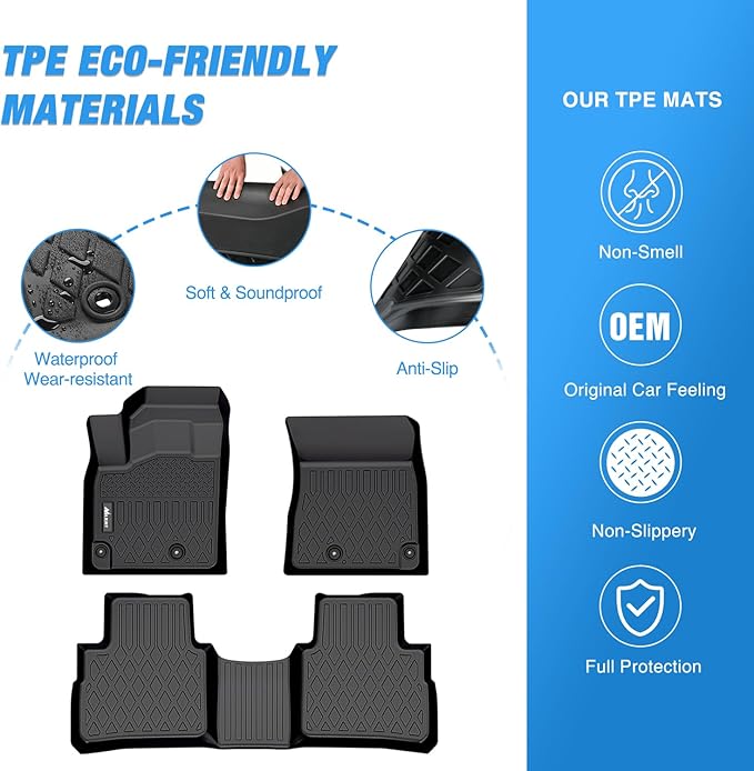 Nilight TPE Floor Mats for Nissan Rogue (Not for Rogue Sport) 2021 2022 2023 2024 2025 All Weather Custom Fit Heavy Duty Floor Liners