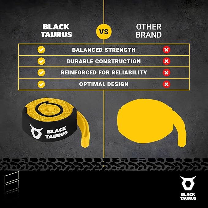 3" x 10 ft Equalizer & Tree Saver Strap – 26,500-lb Heavy-Duty Off-Road Recovery Strap for Jeep, Truck, SUV, UTV/4x4 – Tow, Winch, Anchor & Hitch Receiver Recovery Gear (Yellow)