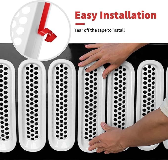 Mesh Grill Insert Grille Inserts Cover Fit for 2007-2018 Jeep Wrangler JK JKU(White)