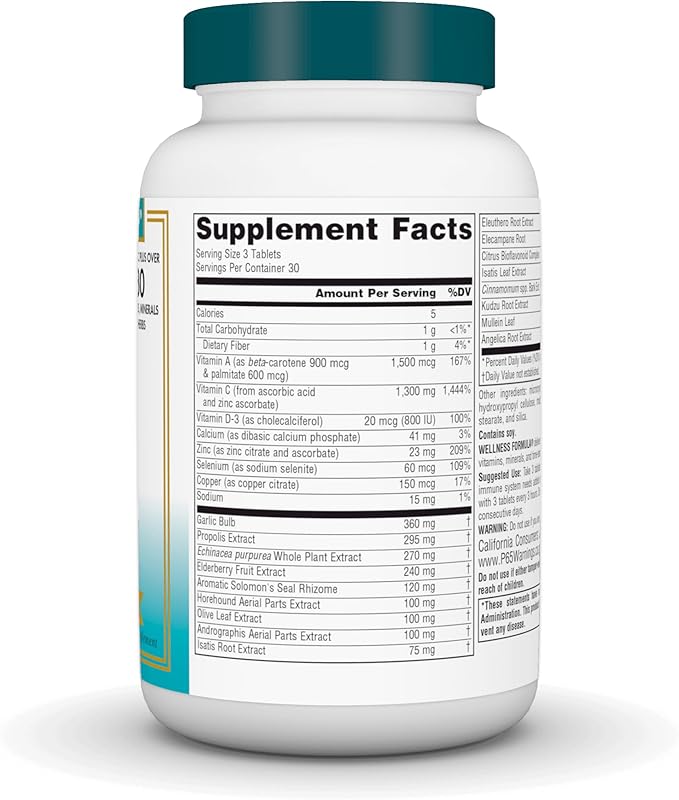 Source Naturals Wellness Formula Bio-Aligned Vitamins & Herbal Defense - Immune System Support Supplement & Immunity Booster* - 90 Count