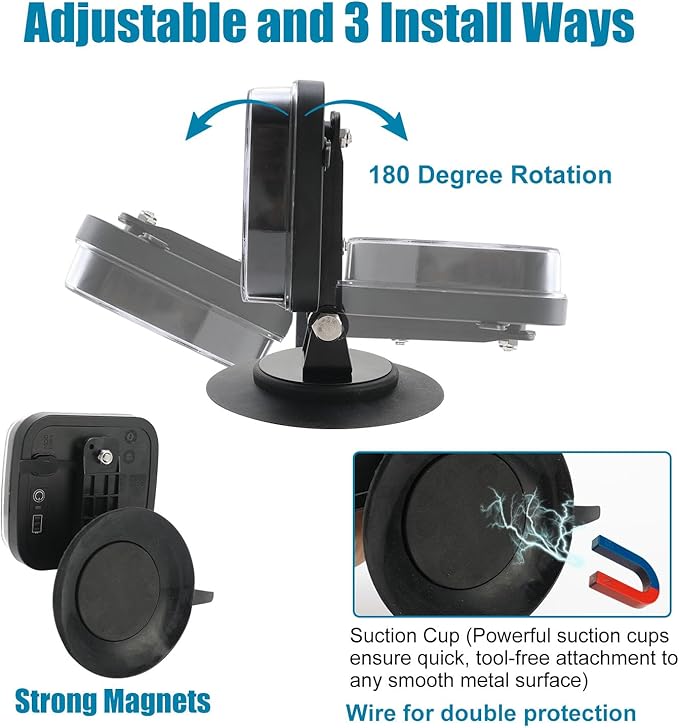 SUNPIE Trailer Lights Wireless LED Trailer Light Kit with Rechargeable Retrore Flectors Adjustable Magnetic Type C Towing Light Kit for Trucks, Boat, RV, Vehicle, Caravan