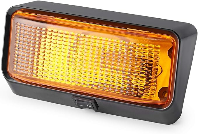 Lumitronics 12V LED Exterior Outdoor Porch Light with On/Off Switch, Removable Clear & Amber Lenses Perfect Outside Replacement Lights for RVs, Motorhomes, Campers, 5th Wheels, Trailers (Black)