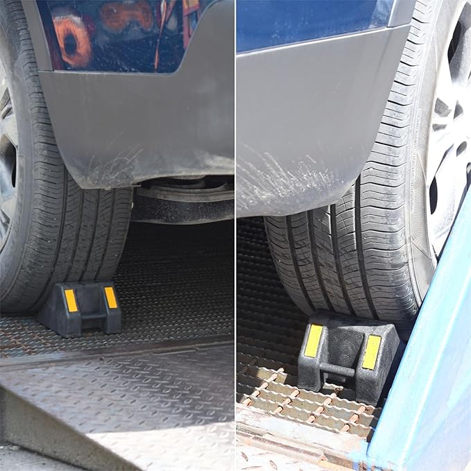 Heavy-Duty Rubber Wheel Chocks, Ergonomic Portable Durable Wheel Chock with Handle, Wheel Wedge, Wheel Stopper for Cars, Motorcycles, Travel Trailers (Small - 8Pack)