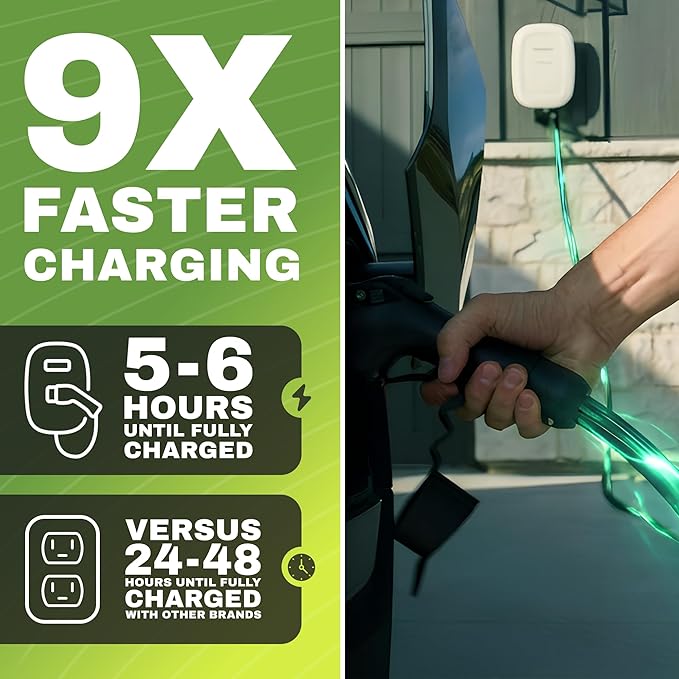 EMPORIA Level 2 EV Charger - NEMA 14-50 EVSE w/NACS, Compatible with Tesla - 48 amp EV Charger Level 2, 240v Electric Vehicle Charging Station, UL/Energy Star, 25ft Cable, White