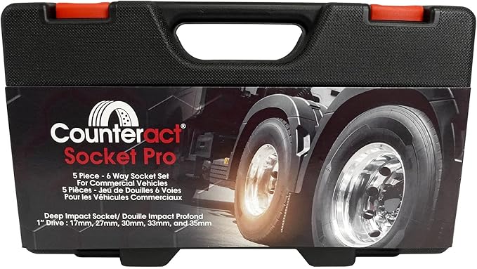 Counteract Socket Pro – 6 Way Socket 5pc Set - 17mm, 27mm, 30mm, 33mm, 35mm - 1" Drive