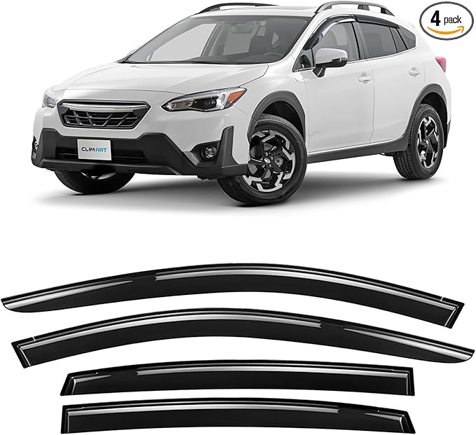 CLIM ART Incredibly Durable Rain Guards for Subaru XV Crosstrek/Subaru Impreza 2017-2023 Hatchback, Original Tape-on Window Deflectors, Vent Deflector, Window Visors, Car Accessories, 4 pcs. - 418122