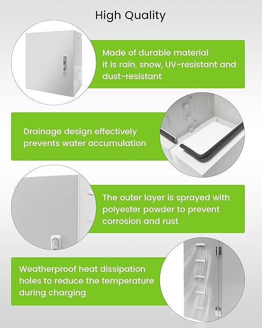 EV Electric Vehicle Car Charger Cover Protector, Double Locks EV Charger Box with Cable Holder and Tool Holder, Large Size, Wall Mount, Indoor/Outdoor, Fit for Tesla & Most EV Chargers