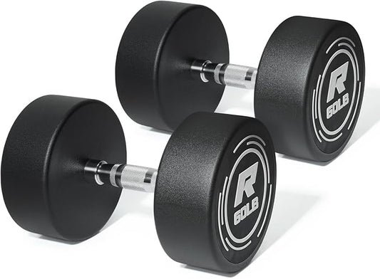 RitFit 5-250 LBS PVC Encased Round Dumbbell sets with Knurled Handle and Optional Rack, Strength Training Equipment for Home Gym
