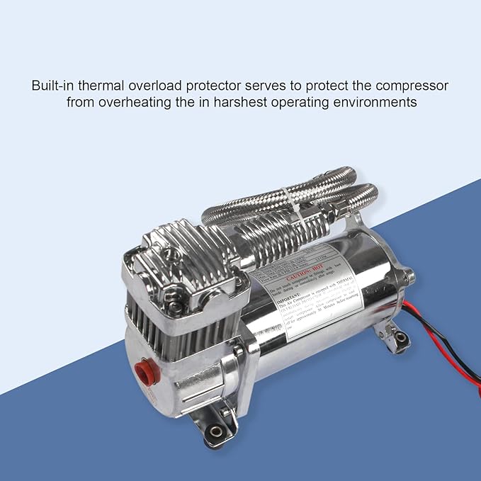 12V 444C 200 PSI Dual Value Pack Chrome Air Compressor for Auto/Motorcycle