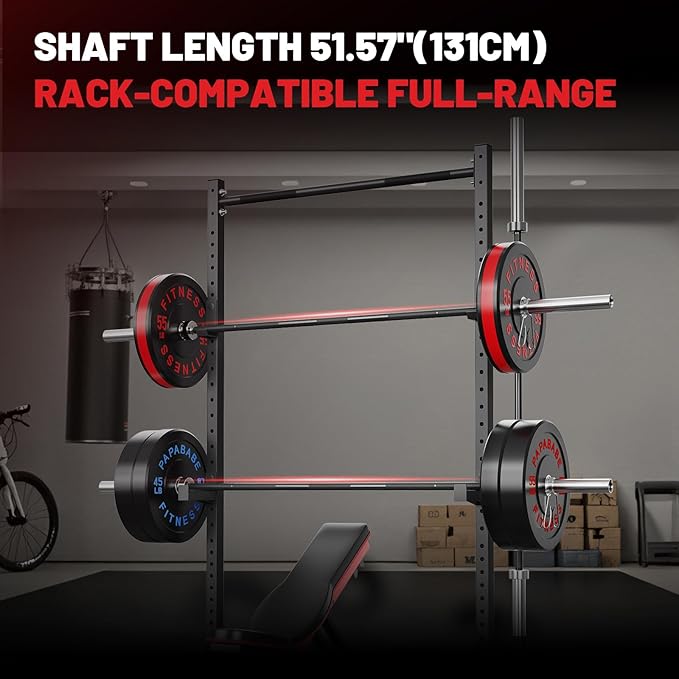 PAPABABE Olympic Barbell, 2-inch 45lb/35lb Weight Bar for Strength Training. 6.5ft/7ft Olympic Bar, 1000lb Plus Capacity, Chrome/Zinc Plating, knurled Grip for Bench Press Deadlift Squat