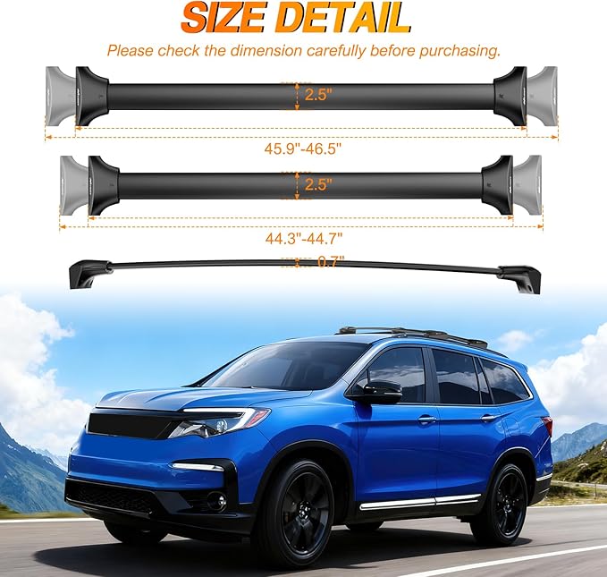 Nilight Roof Rack Cross Bars Fit for Honda Pilot 2016 2017 2018 2019 2020 2021 2022 LX EX EX-L with Flush Rails Fixed Point Adjustable Aluminum Crossbars Luggage Box Bike Kayak Snowboard Cargo Carrier