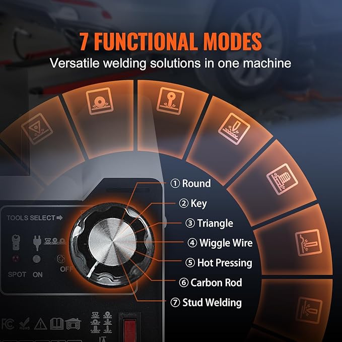 VEVOR Stud Welder Dent Repair Kit, 1.8KW Spot Welder Dent Puller with Auto/Manual Welding & 7 Versatile Modes, 110V Auto Body Spot Welding Dent Puller Machine for Car, Truck Dent Repair