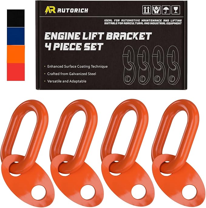 7100 Lifting Bracket Set for Engine - 4 Heavy-Duty Engine Lift Bracket 5500 Lb Capacity, Engine Support Bar for Lifting Slings and Load Levelers, Orange