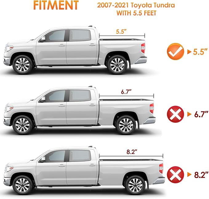 Nilight Soft Roll-Up Tonneau Cover Compatible with Toyota Tundra 2007 2008 2009 2010 2011 2012 2013 2014 2015 2016 2017 2018 2019 2020 2021– 5.5ft Truck Bed Cover