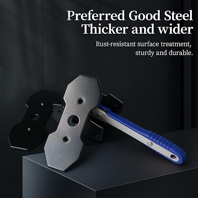 Brake Caliper Compression Tool, Caliper Piston Compressor Tool with Additional 2 pcs Large Steel Plate and 2 Hooks, 360°Adjustable Brake Caliper Tool for Single Twin Quad Piston Calipers (Blue)