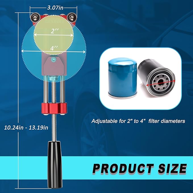 Oil Filter Cutter Cutting Tool, Universal Aluminum Oil Filter Cutter opener for Filter Cutting Range 2"-4" Red