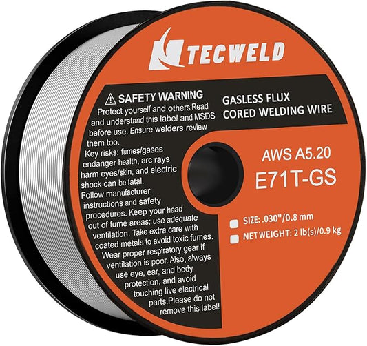 0.30" Flux Core Welding Wire - E71T-GS Gasless, Low Splatter, Mild Steel MIG Wire - Fits Most MIG Welders - 2 lb Spool