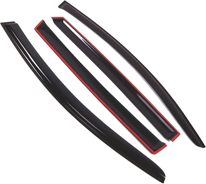 TuningPros Outside Mount Window Vent Visors Rain Guards Compatible with Audi Q7 2005-2015 | Side Window Wind Deflectors Rain Shields | Smoke Tinted, 4 Pcs Set, DGWV-564