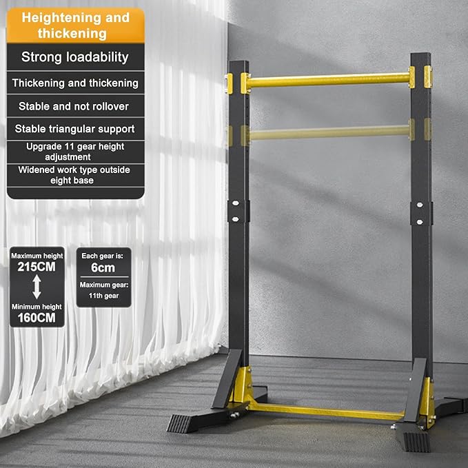 Pull Up Station, Max Bearing 400 LBS, Portable Power Tower Pull up Bar Station, Free Standing Pull Up Bar Stand for Home Gym, Pull Up and Dip Station with 11 Gears Adjustment, Black