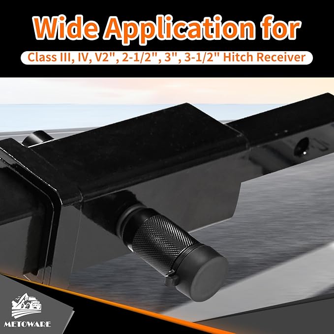 METOWARE Trailer Hitch Lock Hitch Receiver Pin Lock Fits Class III IV V and 2”- 3-1/2" Receiver with 5/8" Dia 4” Lock Pin and 8 Anti-Rattle Rubber O-Rings Receiver Hitch Lock (4 Pack)