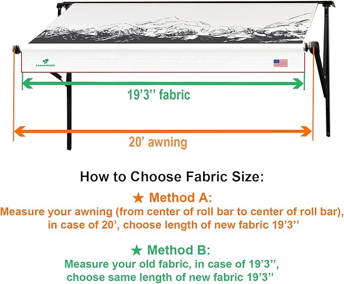 Leaveshade RV Awning Fabric Replacement Motorhome Camper Trailer Awning Fabric Super Heavy Vinyl Coated Polyester 19'3''(Fit for 20' Awning)-Mountains (Custom Looking)