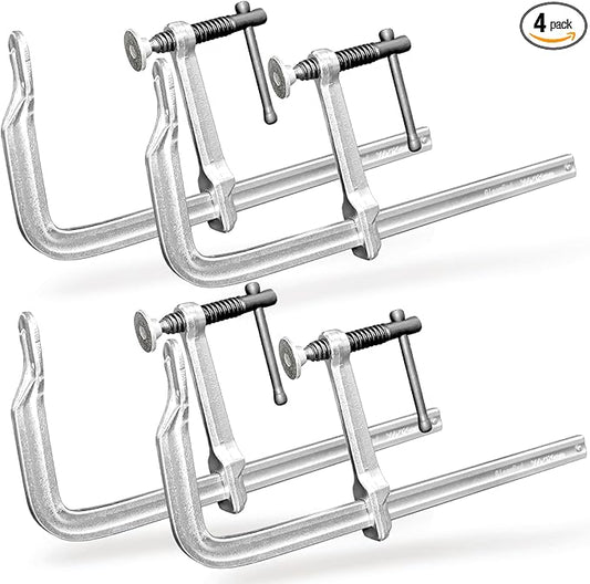 4-Pack 12-Inch Heavy-Duty F-Clamps for Welding, Woodworking & Metalworking – 1320 lbs Load Capacity, 4-3/4 Inch Throat Depth, All-Steel Construction (4-Pack - 12 Inch - 4-3/4 Inch)