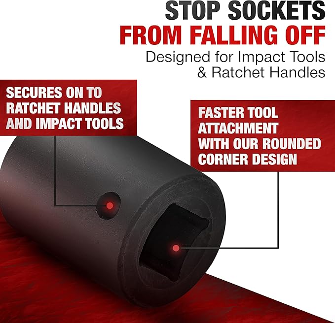 TIGHTSPOT 1/2 Inch Drive - 9/16 Inch Shallow Impact Socket with Anti-Rounding 6 Point Design, Heat-Treated CRV Steel