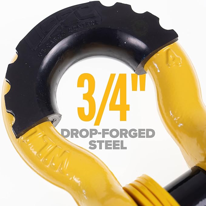 US Cargo Control Heavy Duty Tow Strap Recovery Kit - 3" x 20' Tow Strap Made in USA (24,000 LBS Break Strength), (2) 3/4" D Ring Shackles, Storage Bag - Tow Recovery Kit for Vehicle Recovery