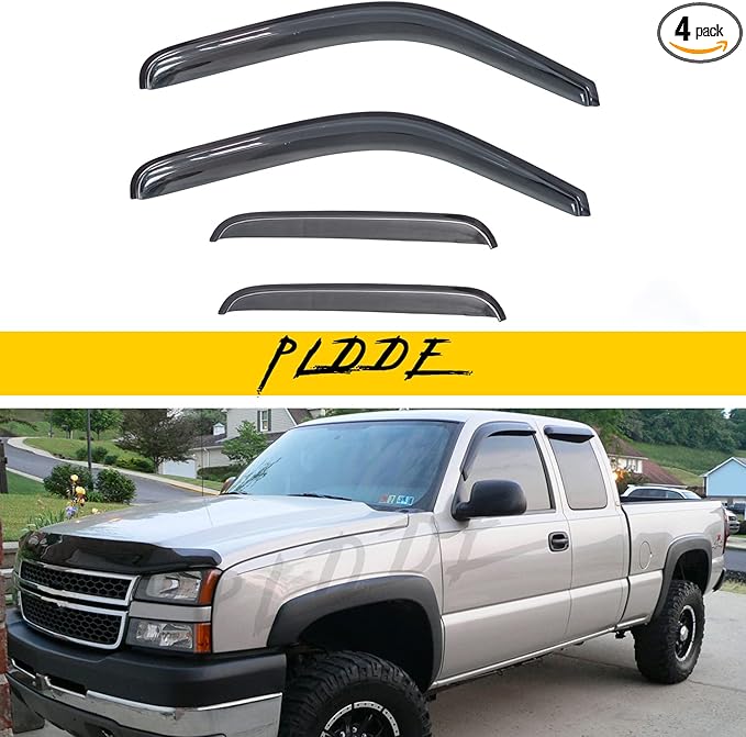 Window Visor Rain Guards Compatible with 1999-2006 Chevy Silverado/GMC Sierra 1500/2500/3500/2500HD, 2007 Classic Body Extended Cab Window Deflectors Vent Visor Shades for Trucks Tape-On