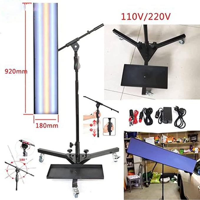 Bump Repair LED Leveling Lamp，Dent Repair Inspection Lamp，Large Bracket Adjustable ，Car Dent Repair Tool Large bracket with locking wheels and adjustable，LED Leveling Light,A