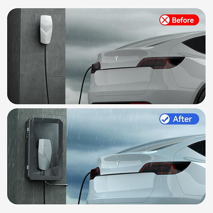 YONZEE Wall Charger Station Box for Tesla Model Y Juniper 3 S X, Electric Vehicle Car Charging Cover Protector Case for Most EV