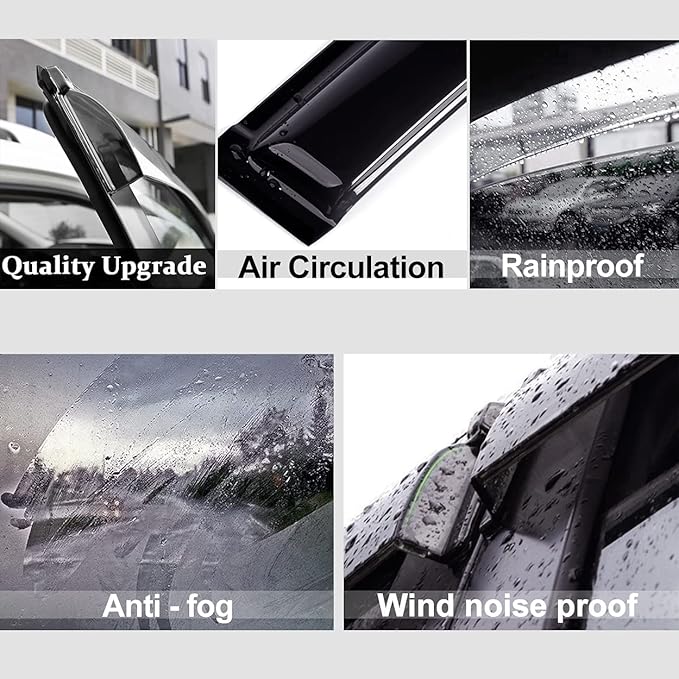 94808 Side Window Visors Wind Vent Deflector fit for 1997-2003 Ford F150/Ford F250 Extended (Super) Cab with 2 Half Size Rear Doors,4pcs Outside Mount Style Sun Rain Guards Set