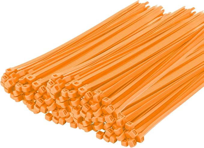14 Inch Zip Ties Orange 1000 PCS, 40 Lbs- Heavy Duty Tensile Strength, Nylon PA66 UV Resistant Cable Ties for Indoor and Outdoor Use - Ideal for object bundling and fastening