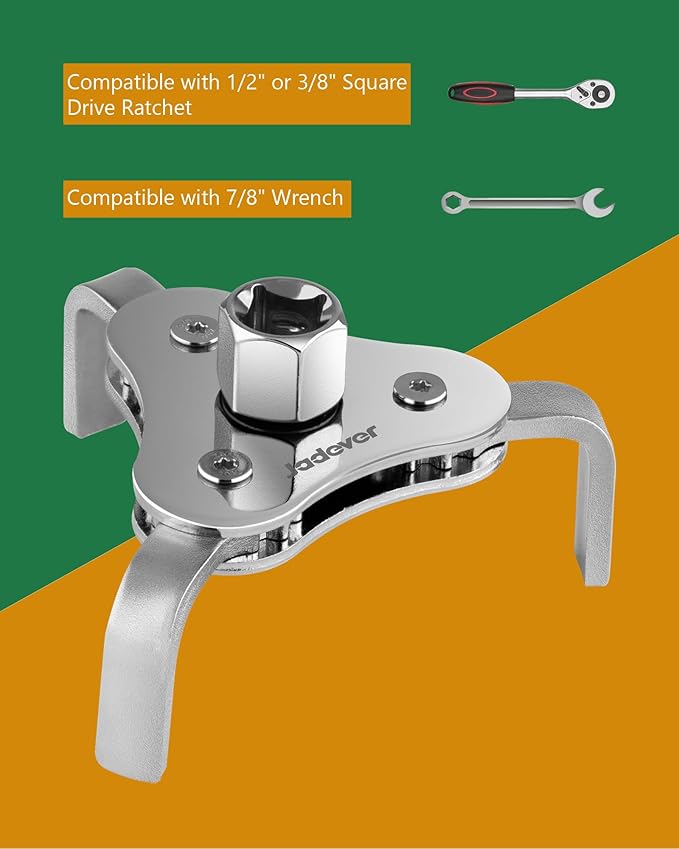 3-Jaw Oil Filter Wrench, Adjustable Oil Filter Claw Wrench From 2-1/2" to 4", 1/2" or 3/8" Ratchet, Fit for Car/Motorcycle/Truck