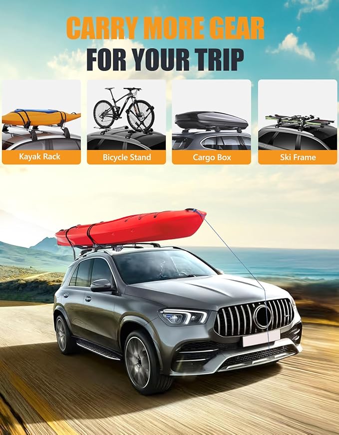 KINGGERI 300lbs Lockable Roof Rack Cross Bars Compatible with Mercedes Benz GLE 2015-2025 with Raised Side Rails, Heavy Duty Aluminum Roof Rails Crossbars Luggage Accessories