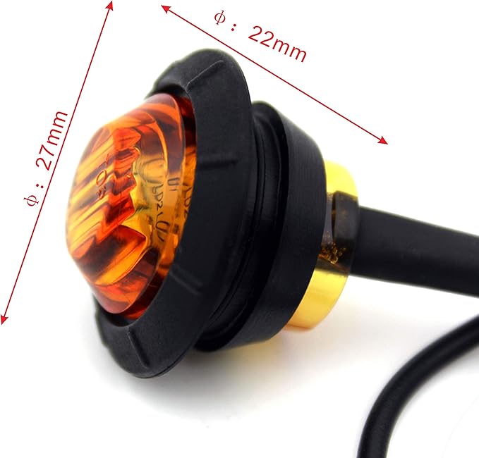 KEING 10 Amber + 10 Red Sealed Waterproof 3/4 Inch Mini Round LED Bullet Side Marker Clearance Lamp Indicator Light Brake Stop Lamp 12V for Trailer Truck Bus Pickup Van ATV RV Lorry Caravan