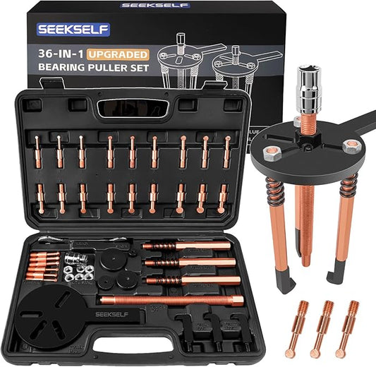 Blind Hole Bearing Puller Kit, 36 in 1 Inner Outer Bearing Separator Set Internal External Bearing Removal Gear Splitter Pull Tool, Black Storage Box