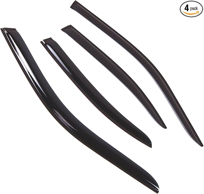 TuningPros Outside Mount Window Vent Visors Rain Guards Compatible with Infiniti G20 1999-2002 | Side Window Wind Deflectors Rain Shields | Smoke Tinted, 4 Pcs Set, DGWV-694