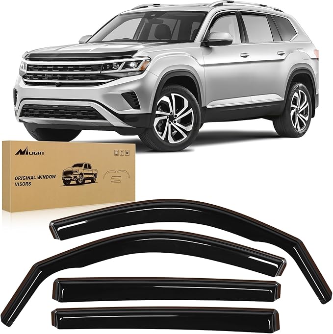 Nilight Vent Window Visors for Volkswagen (VW) Atlas 2018 2019 2020 2021 2022 2023 2024 2025, in-Channel Rain Guards, Original Window Deflectors-4PCS