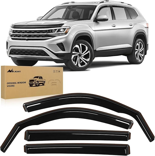 Nilight Vent Window Visors for Volkswagen (VW) Atlas 2018 2019 2020 2021 2022 2023 2024 2025, in-Channel Rain Guards, Original Window Deflectors-4PCS