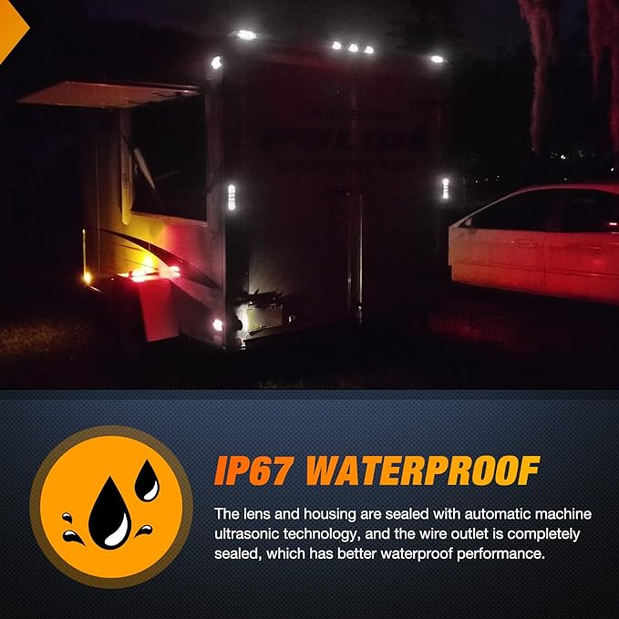 Nilight 6 Inch Oval White LED Trailer Tail Lights Surface Mount 2PCS 10 LEDs Waterproof Reverse Back Up Trailers Lighting for Truck RV Boat Bus Lorry Camper Van Caravan